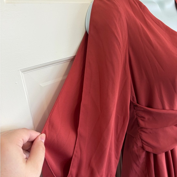 Mustard Seed Rust Red Long-Sleeve Twist-Front Dress - Picture 3 of 7